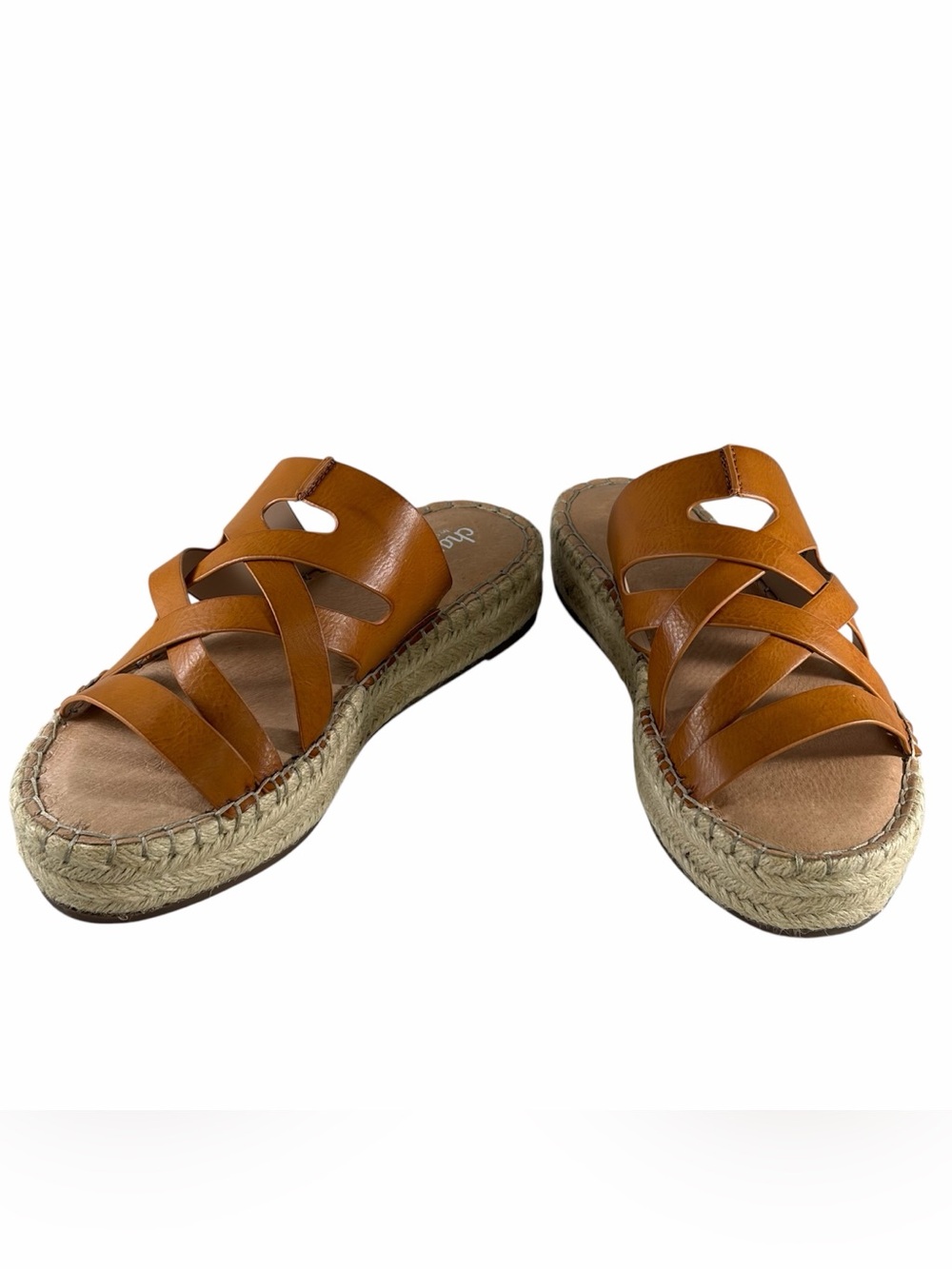 Charles David Challenge Camel Faux Leather Strappy Slide Sandal, New, 8